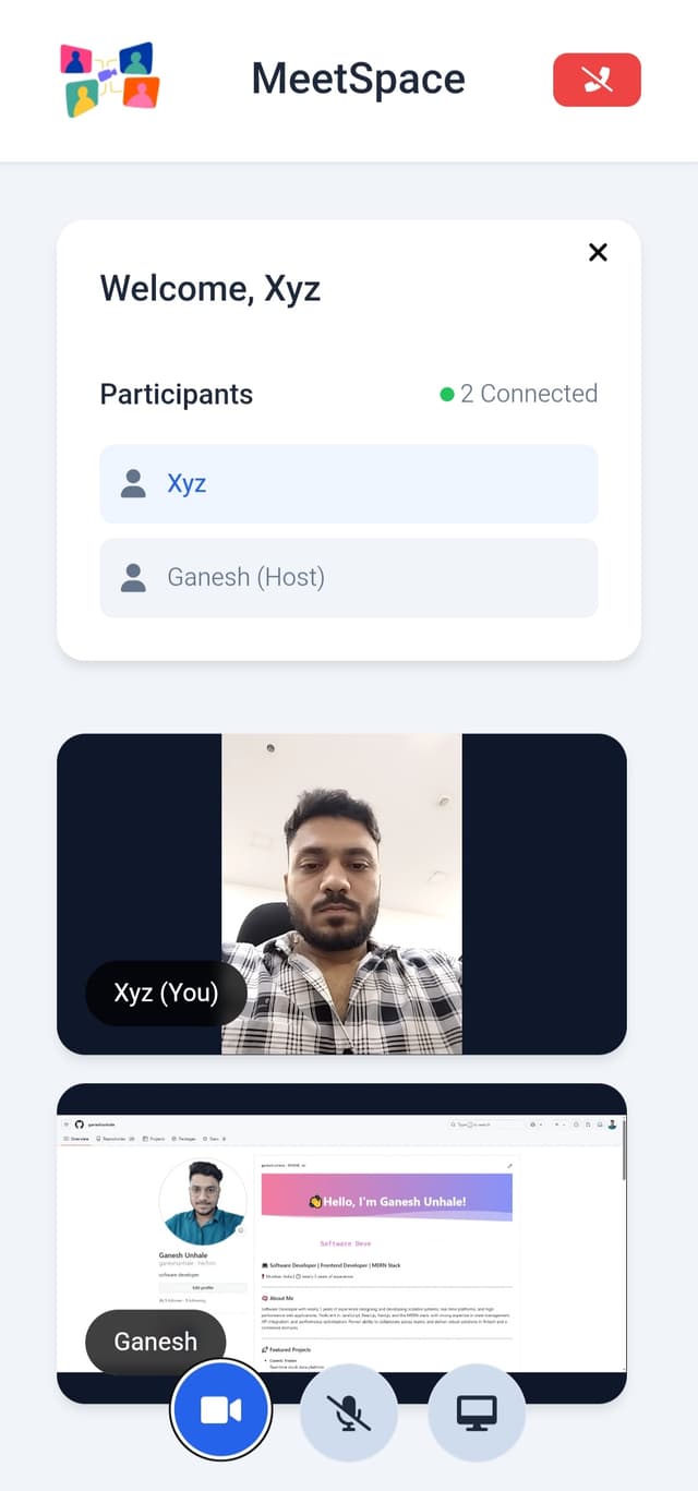 MeetSpace Mobile view